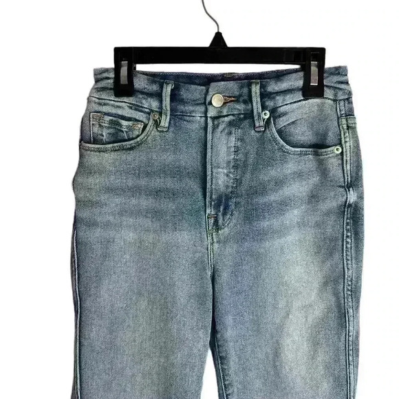 GOOD American Good Curve High Waist Raw Step Hem Straight Leg Jeans Size 0/25 - Picture 3 of 8